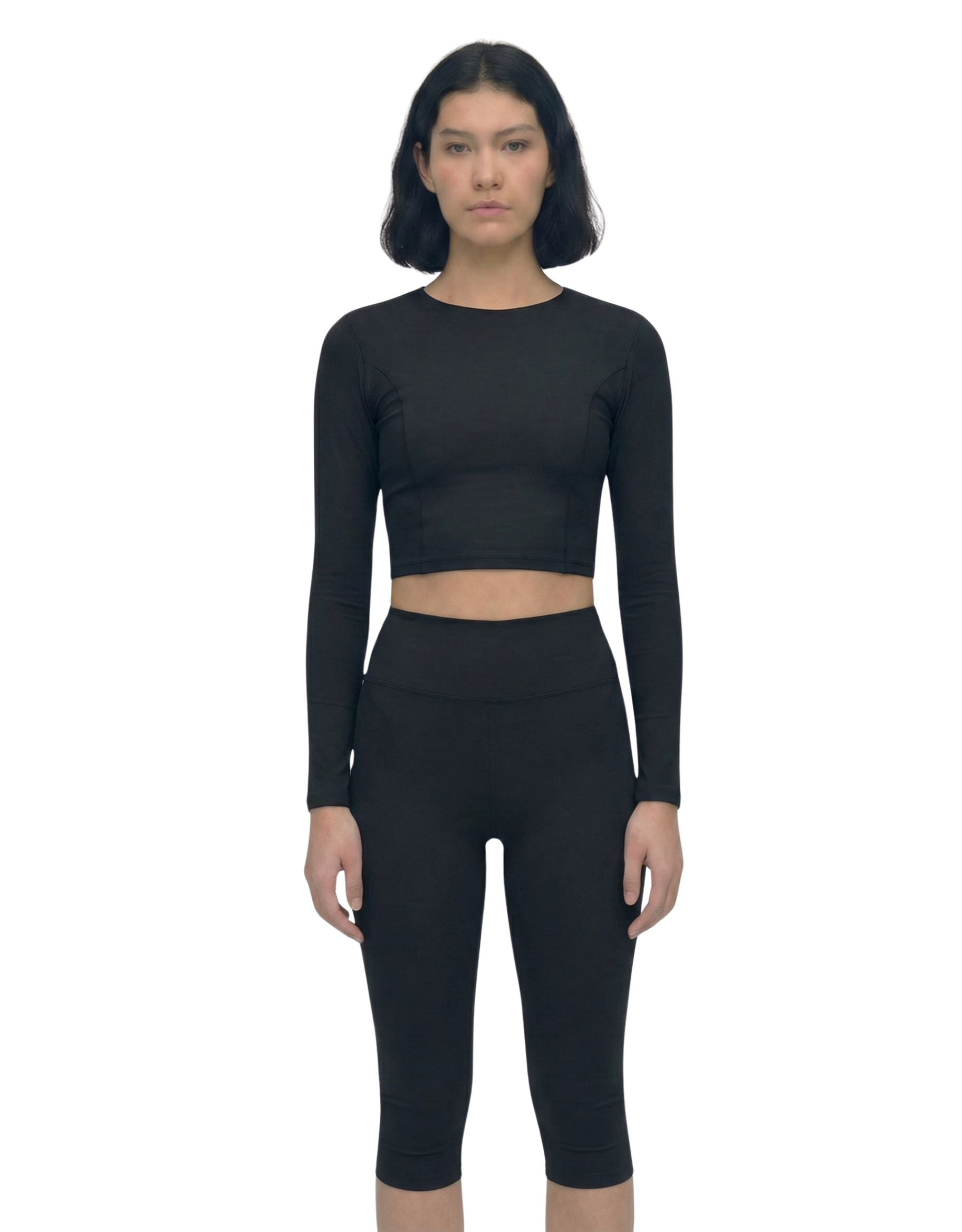 トップス yumin ha Falling Star Long Sleeve HA 006 - LONG SLEEVE CROPPED TOP - NOIR – HAUS LABEL