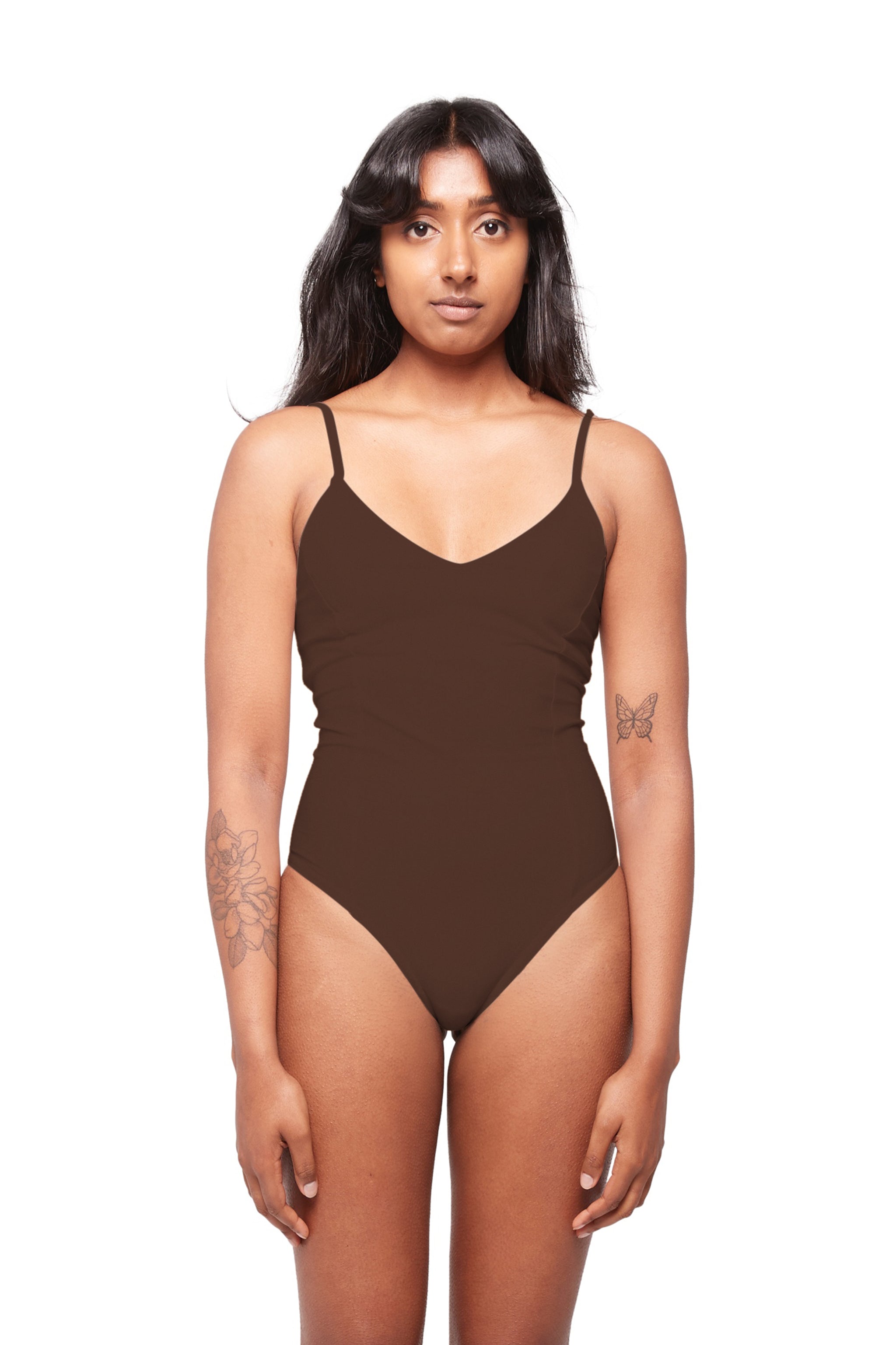 HA 003 - V-NECK BODYSUIT - ARABICA – HAUS LABEL